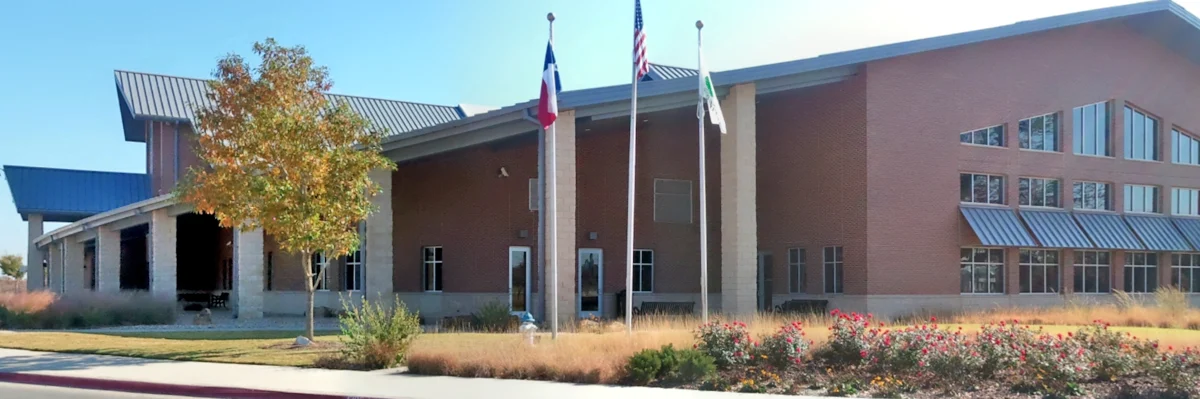 Historic exterior of Flower Mound Community Activity Center, photographed in 2012